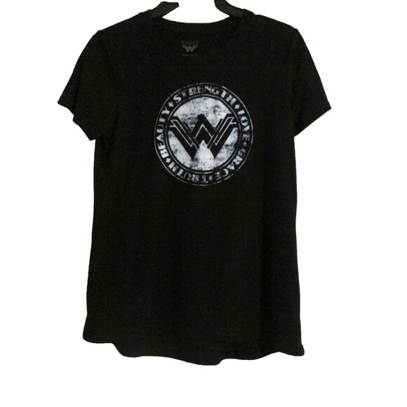 Wonder Woman Black Soft Stretchy Short Sleeve T-Shirt Women's Size Medium Tee To - Picture 1 of 4
